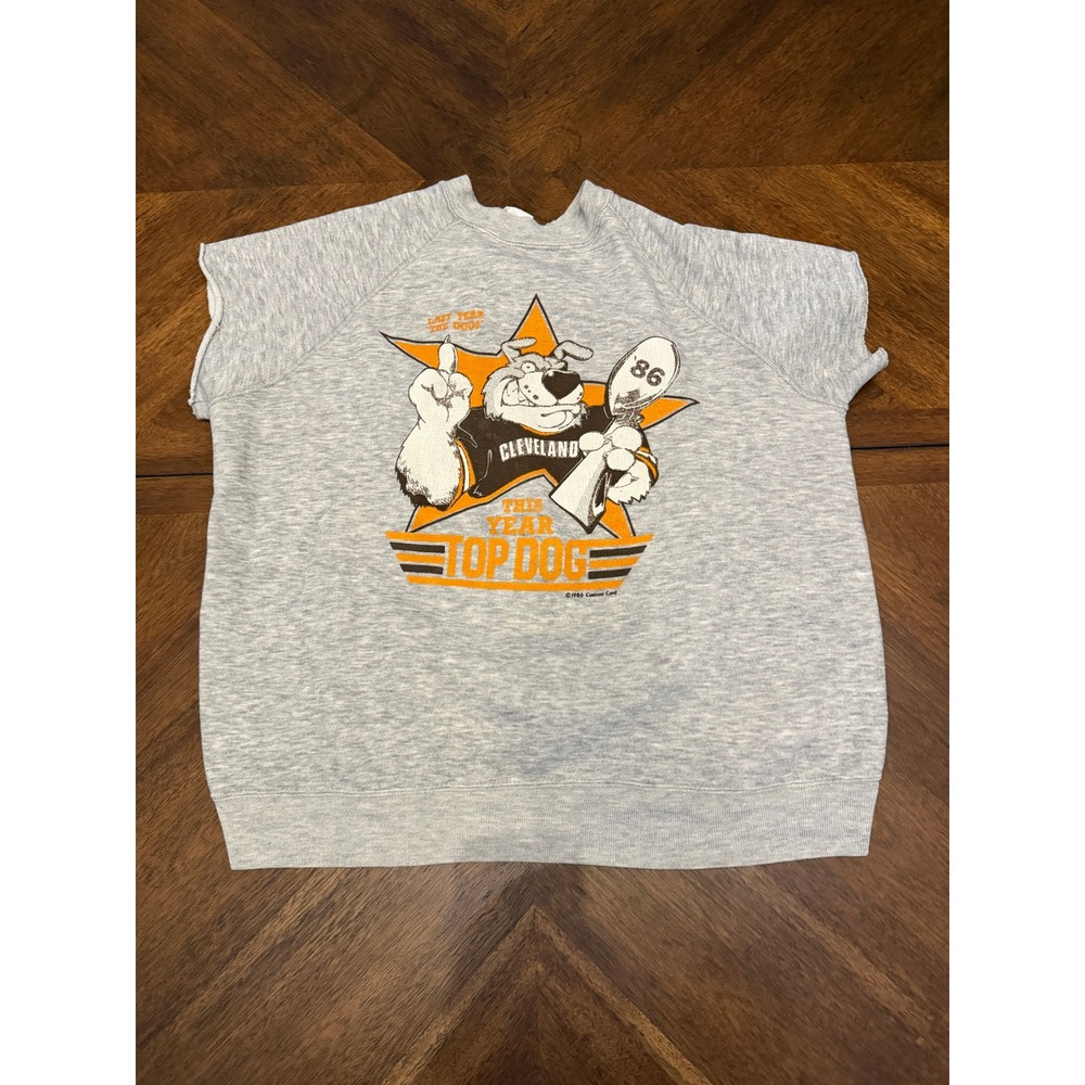 Vintage 1986 Cleveland Top Dog Bassett Walker Cut Off Sweatshirt Gray XL - Picture 1 of 5